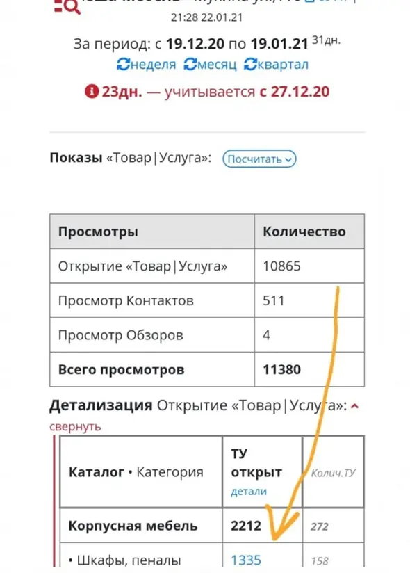 Просмотр деталей в статистике Организации